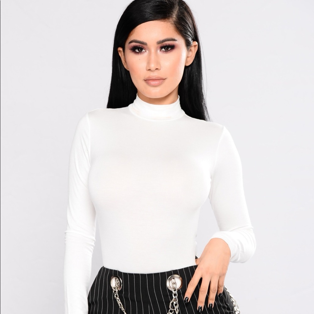 Fashion Nova white long sleeve body suit